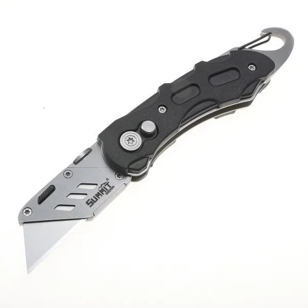 Stainless Steel Folding Utility Knife with Belt Clip